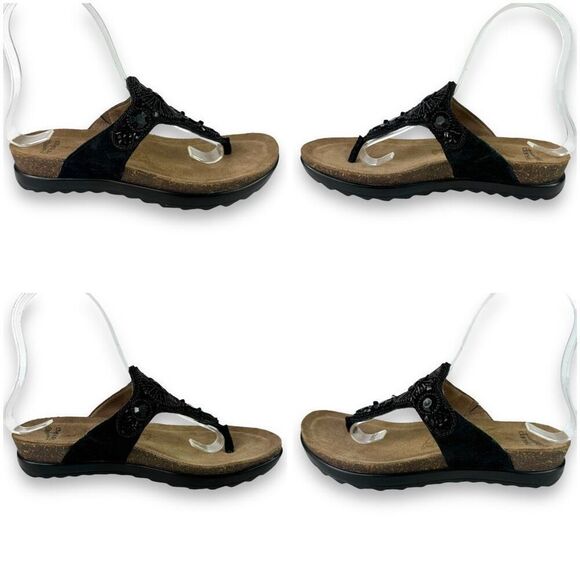 Dansko Pamela Black Jeweled Beaded Rhinestone Suede Toe Post Sandal 36 / 5.5 - 6 - Picture 4 of 14